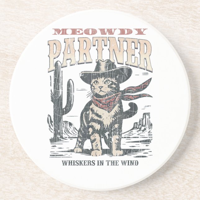 Porta-copos Miau Parceiro Cowboy Gato  (Frente)