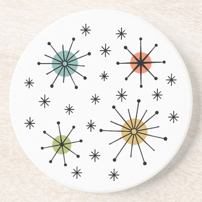 Porta-copos Mid Century Modern Atomic Starburst Pattern (Frente)