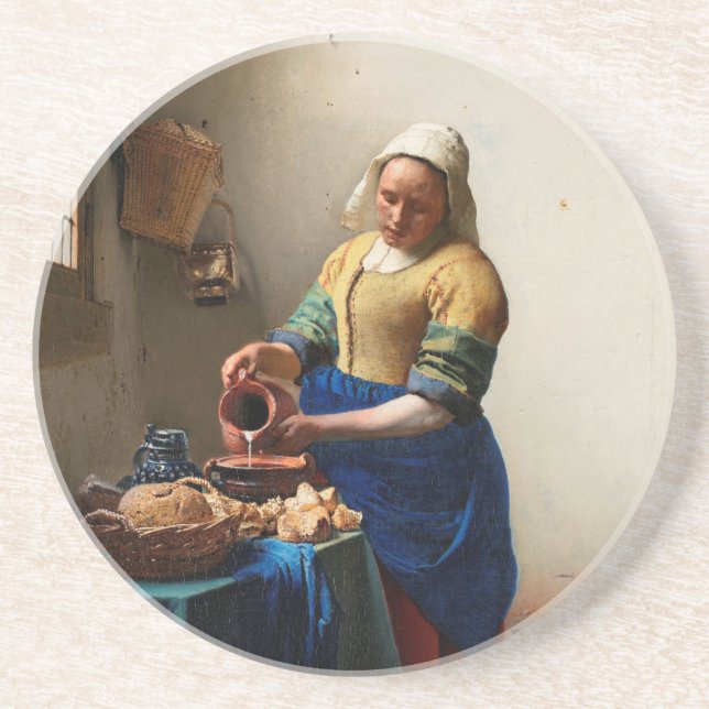 Porta-copos Milkmaid Kitchen Maid por Johannes Vermeer (Frente)