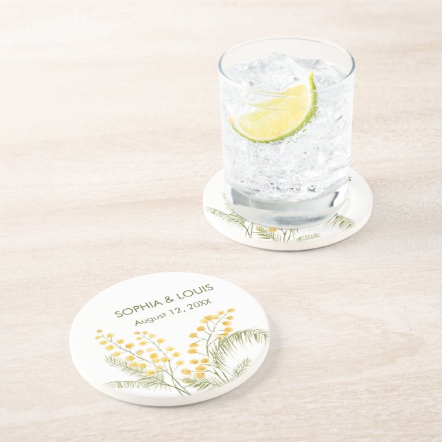 Porta-copos Mimosa floresce casamento romântico (Lateral)