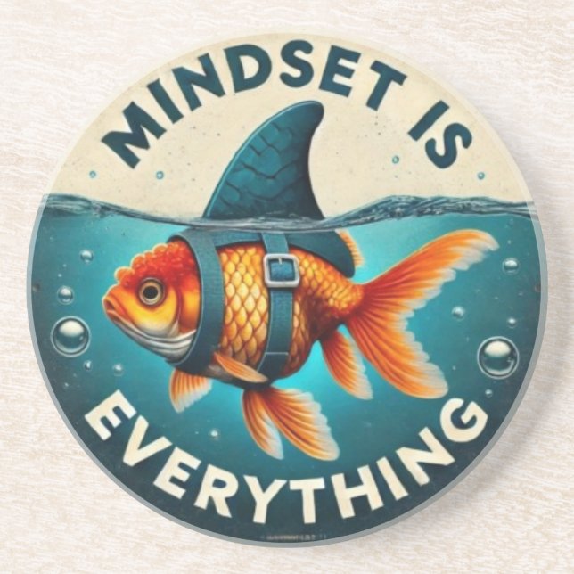 Porta-copos Mindset Is Everything Goldfish Motivational Quote (Frente)