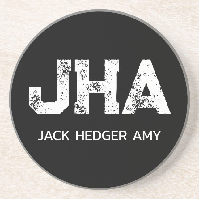 PORTA-COPOS MINIMALIST WHITE THREE LETTER MONOGRAM NAME BLACK (Frente)