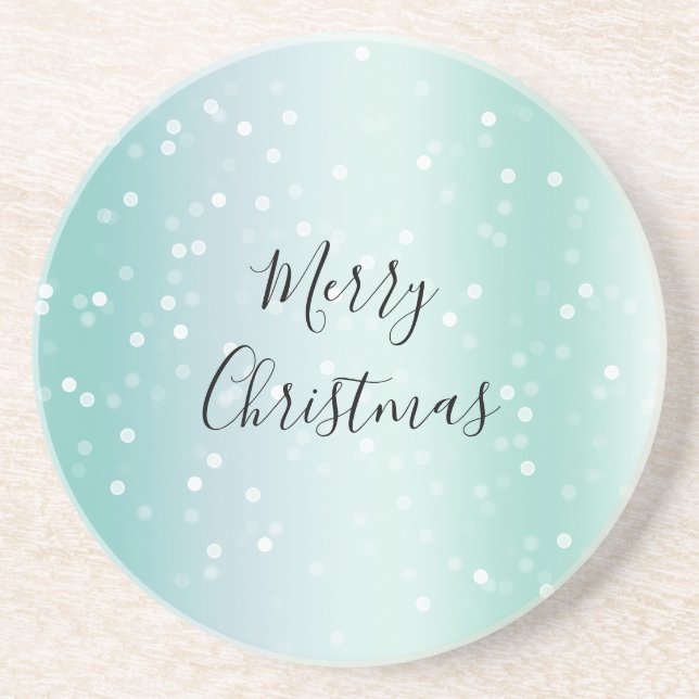 Porta-copos Mint White Bokeh Dots Celebration (Frente)