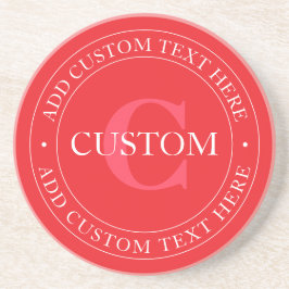 Porta-copos Modelo de texto circular elegante editável em verm
