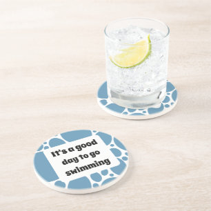 Porta-copos Modelo de texto e padrão azul