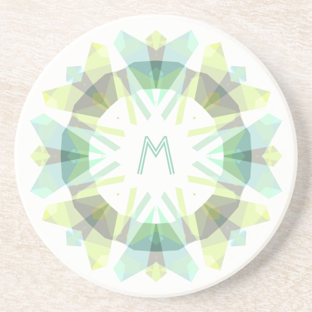 Porta-copos Modern Retro Monogram Initial Green Gray Whimsical (Frente)
