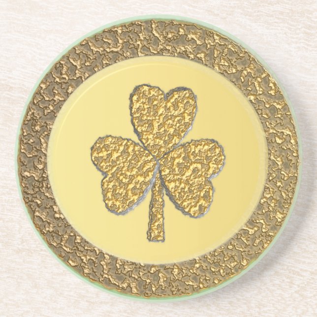 Porta-copos Moedas Douradas de Shamrock irlandês sorte (Frente)
