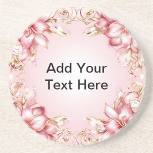 Porta-copos Moldura Floral Elegante com Desenhos de Lírio Rosa