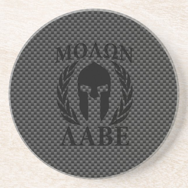 Porta-copos Molon Labe Spartan Warrior Laurels Carbon Style (Frente)