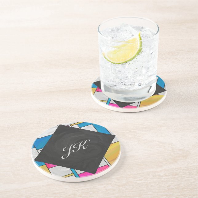 Porta-copos Mondrian Yellow Blue Impressão (Lateral)