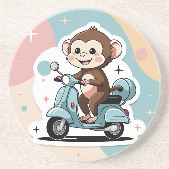 Porta-copos Monkey driving a scooter (Frente)