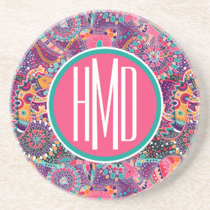 Porta-copos Monograma animal do teste padrão do estilo