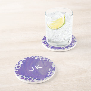 Porta-copos Monograma Dalmatian Roxo e Branco Estampado