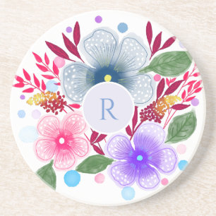 Porta-copos Monograma de Buquê Floral bonito