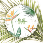 Porta-copos Monograma de Folhagem Floral Tropical Branco Doura<br><div class="desc">Traga um pouco de elegante hospitalidade tropical para sua casa sempre que relaxa com sua bebida favorita com esta porta copos de arenito de monograma, chique e personalizada moderna. Pássaros aquosos, sofisticados, coloridos e tropicais de flores do paraíso, falso brilho dourado e roteiro de caligrafia personalizado com um inicial ousado...</div>