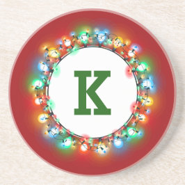 Porta-copos Monograma do solteiro Inicial em Luzes de Férias