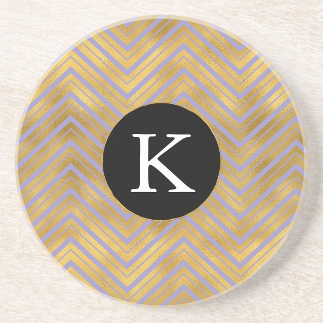 Porta-copos Monograma Dourado Chic Purple (Frente)