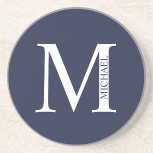 Porta-copos Monograma e Nome Personalizados Azul-marinho