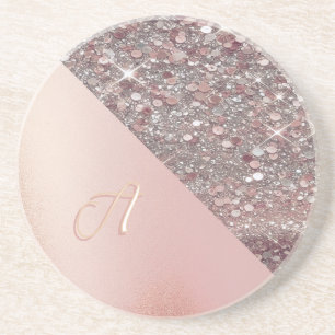 Porta-copos Monograma Elegante em Dourado Rosa