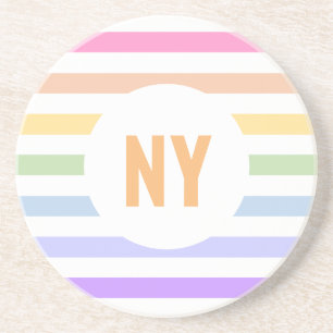 Porta-copos Monograma em Círculo Branco Banhas Arco-íris Paste