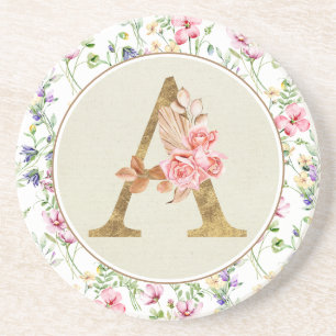 Porta-copos Monograma Floral Personalizado, De A a Z