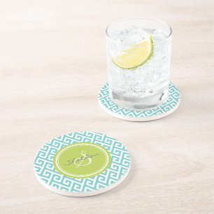 Porta-copos Monograma geométrico do teste padrão do abstrato