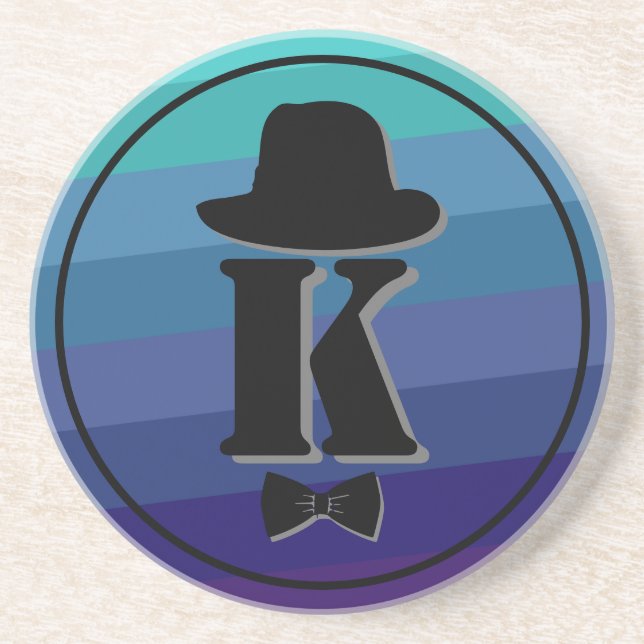 Porta-copos Monograma Inicial De Omã Azul Para Homens (Frente)