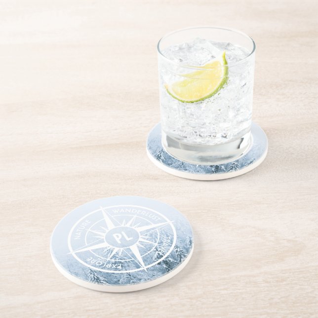 Porta-copos Monograma monograma de emblem em estrela de compas (Lateral)