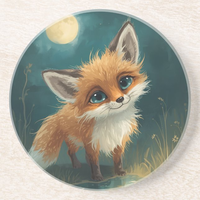 Porta-copos Moonlit Fox, Night Forest (Frente)
