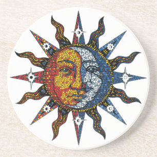 Porta-copos Mosaico celestial Sun e lua