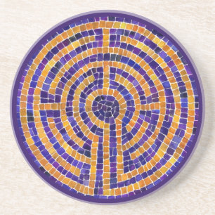 Porta-copos Mosaico Labirinto - Apoio de Arenito - Roxo