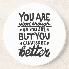 Porta-copos Motivação Cotação Lino Impressão Round Sandstone