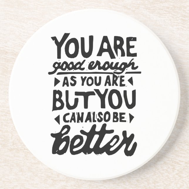 Porta-copos Motivação Cotação Lino Impressão Round Sandstone (Frente)