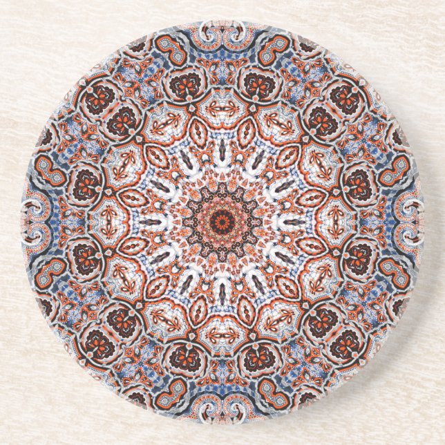Porta-copos Motivo de Mandala em Tons Neutros (Frente)