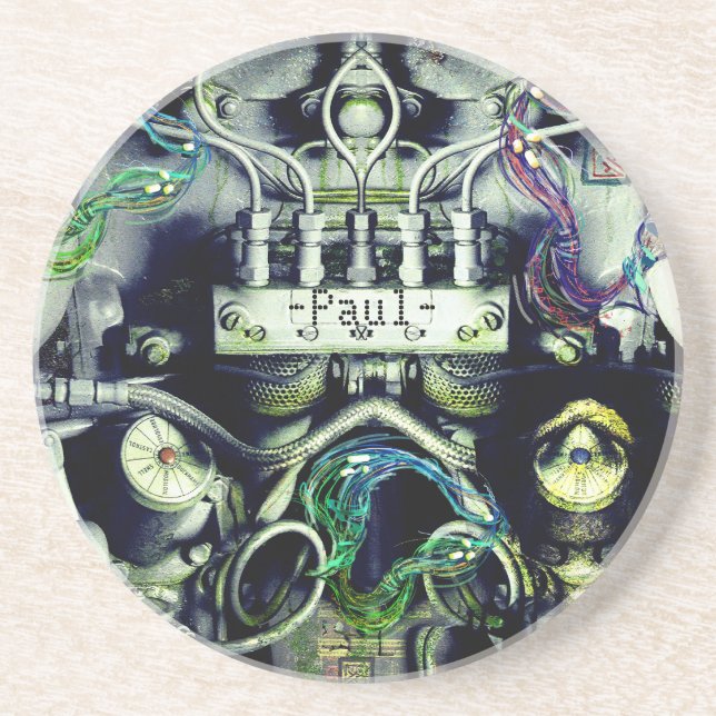 Porta-copos Motor Rusty e Mossy com dupla face Dieselpunk (Frente)