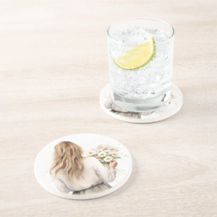 Porta-copos Mulher com Buquê de margarida