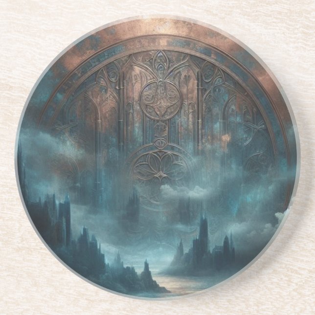 Porta-copos Mystic Gothic Steampunk Art - Blue Copper Patina  (Frente)