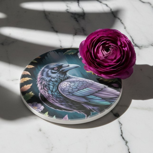 Porta-copos Mystical Raven Dark Academia (Dark Academia raven drink coaster)