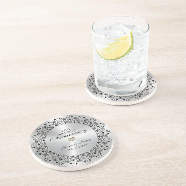 Porta-copos Namorado de 25 BlackMandala em prata (Lateral)