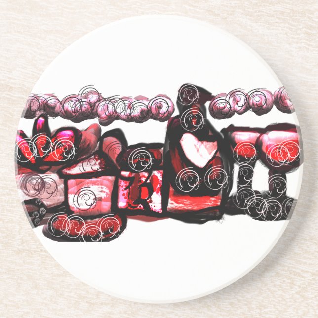 Porta-copos Namorados vermelho de vinho tinto (Frente)