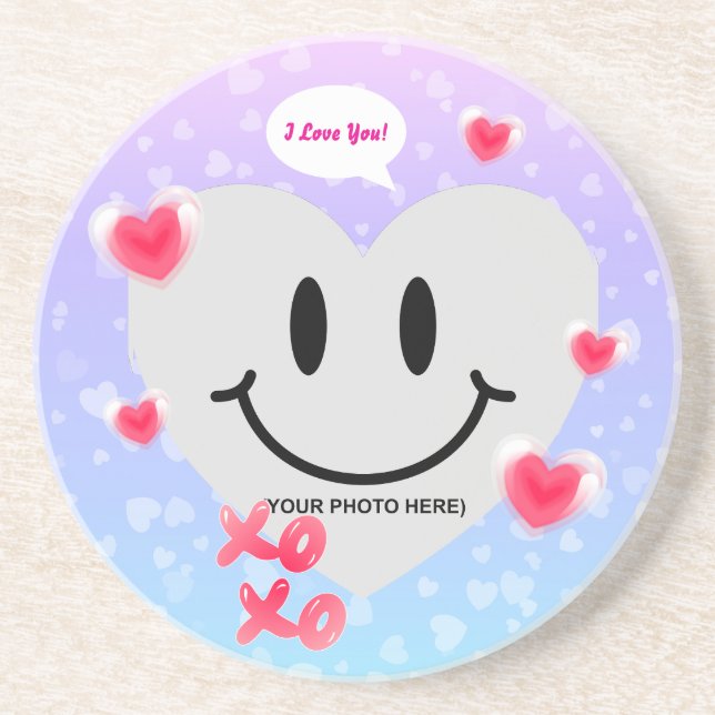 Porta-copos Namorados Vidro Coração Balão Bublegum Casal (Frente)