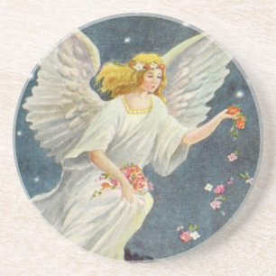 Porta-copos natais vintages Anjo Vitoriano com Rosas de Estrel