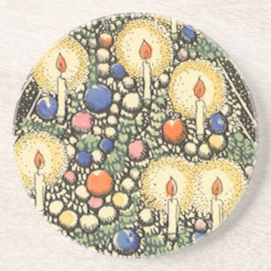 Porta-copos Natais vintages, Árvore com Velas e Estrela