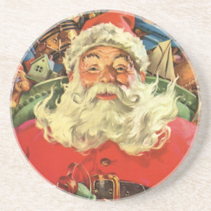 Porta-copos natais vintages, Papai Noel com Brinquedos