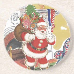 Porta-copos Natal Antigo, Alegre Papai Noel com Presentes