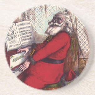 Porta-copos Natal Antigo, Thomas Nast Papai Noel ao Piano