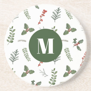 Porta-copos Natal Aquarela Verde e Berry