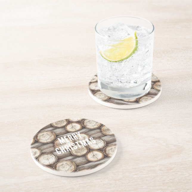 Porta-copos Natal da Cabina de Madeira (Lateral)