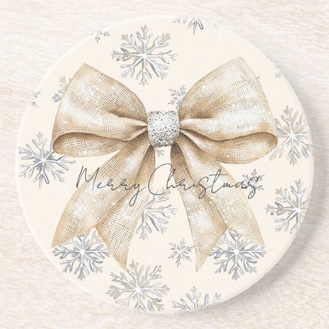 Porta-copos Natal Rustic Glitzy Cream (Frente)