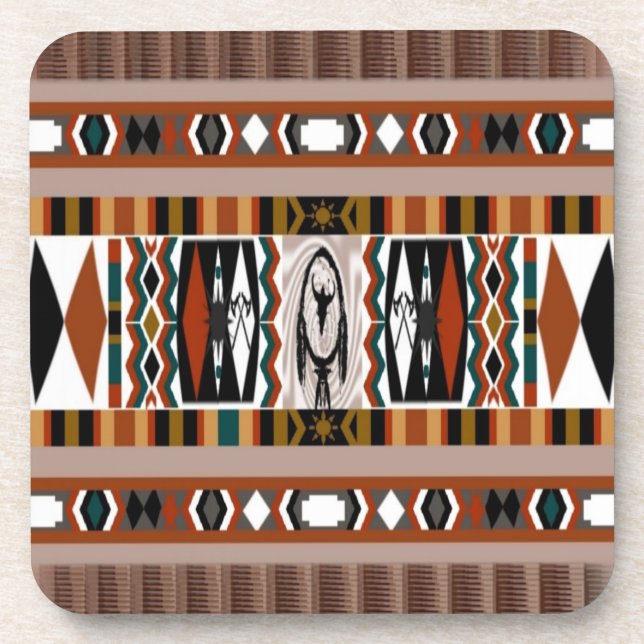 Porta copos Nativa Americana de Dreamcatcher Cork (Frente)